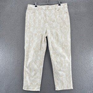 Chicos Jeans Womens 1 US 8 Ivory Floral Platinum Cropped Stretch Denim Everyday